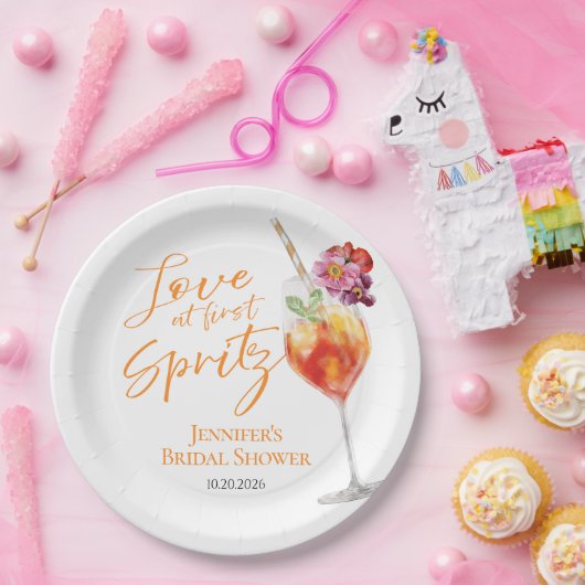 Liefde bij First Spritz | Waterverf Vrijgezellenfe Papieren Bordje