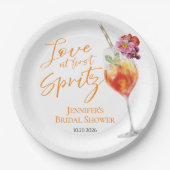 Liefde bij First Spritz | Waterverf Vrijgezellenfe Papieren Bordje (Voorkant)