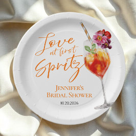 Liefde bij First Spritz | Waterverf Vrijgezellenfe Papieren Bordje