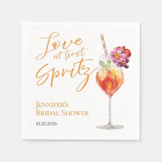 Liefde bij First Spritz | Waterverf Vrijgezellenfe Servet (Voorkant)
