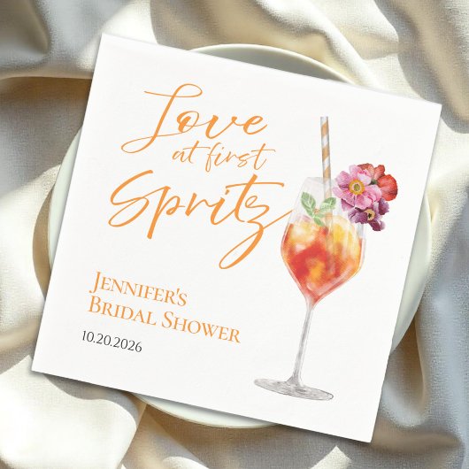 Liefde bij First Spritz | Waterverf Vrijgezellenfe Servet
