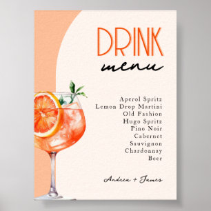 Liefde bij First Spritz Wedding Drinken Menu Poster