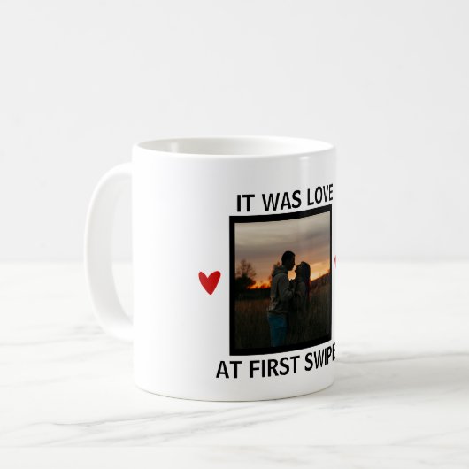 Liefde bij First Swipe Online Couple Valentijnsdag Koffiemok (Voorkant links)