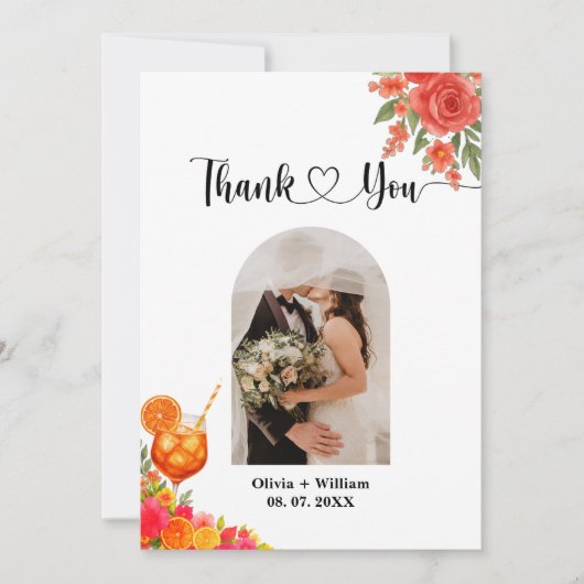 Liefde bij het eerste Spritz Citrus Oranje Vrijgez Bedankkaart (Voorkant)