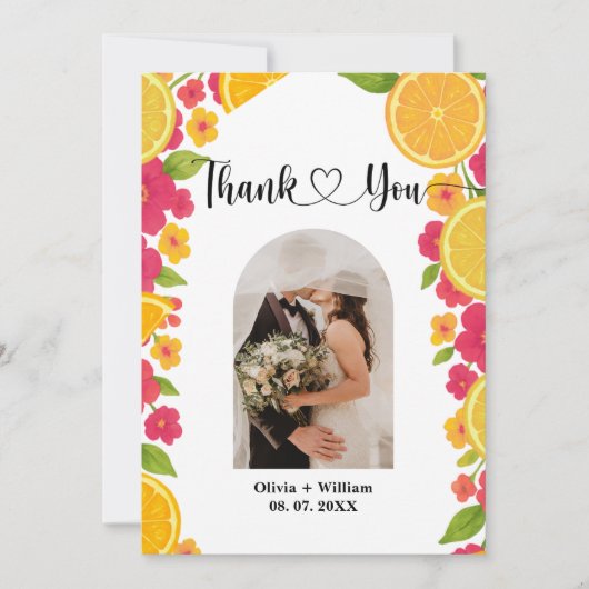 Liefde bij het eerste Spritz Citrus Oranje Vrijgez Bedankkaart (Voorkant)