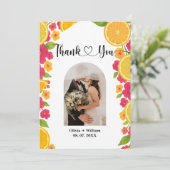 Liefde bij het eerste Spritz Citrus Oranje Vrijgez Bedankkaart (Staand voorkant)