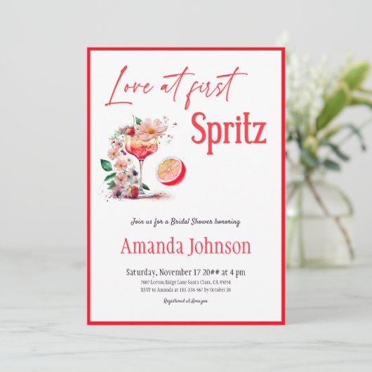 Liefde bij het eerste Spritz Citrus Oranje Vrijgez Kaart (Staand voorkant)