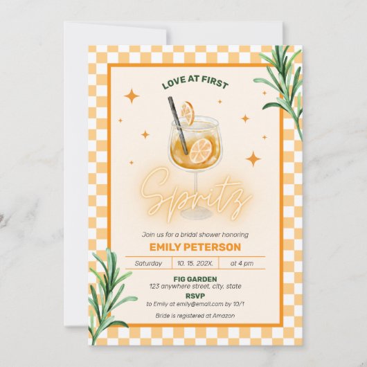 Liefde bij het eerste Vrijgezellenfeest van Spritz Kaart (Voorkant)