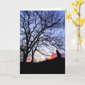 Liefde bij zonsondergang verlies van een hond symp kaart (Gele Bloem)