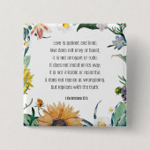 Liefde, bijbel vers 1 of 13:4, vierkante button 5,1 cm (Voorkant)