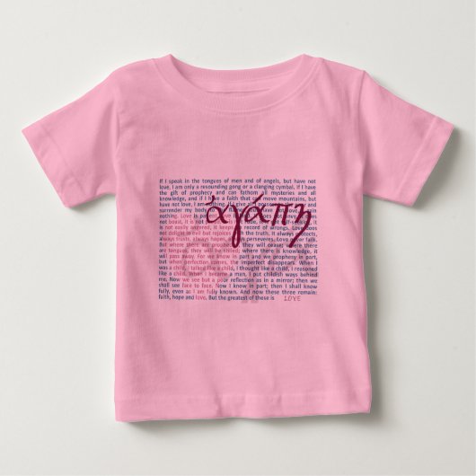 Liefde Bijbel Verse over Christelijk Baby Shirt (Voorkant)