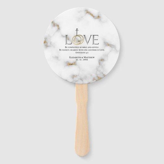 Liefde Bijbelse scripts Verse Ephesians 4:2 Marmer Handwaaier (Voorkant)