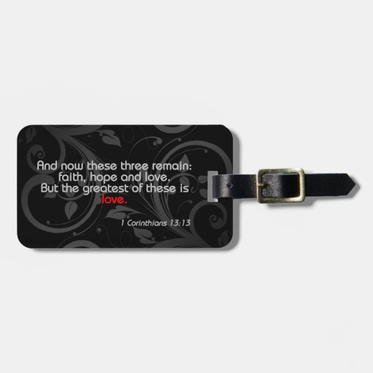 Liefde Bijbelse Verse, zwart/rood Bagagelabel (Voorkant horizontaal)