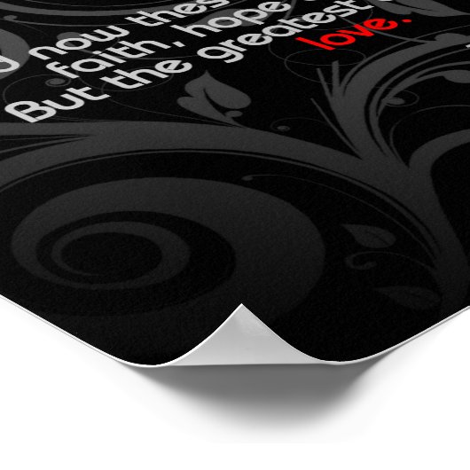 Liefde Bijbelse Verse, zwart/rood Poster (Hoek)