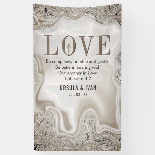 Liefde Bijbelvers Efeziërs 4:2 Huwelijk Spandoek (Verticaal)