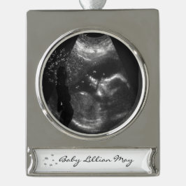 Liefde binnen verzilverd banner ornament