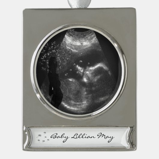 Liefde binnen verzilverd banner ornament (Voorkant)