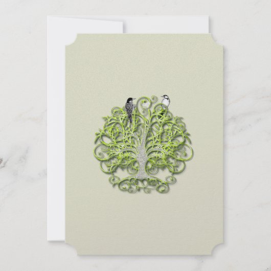 Liefde Bird Green Swirl Tree Weddenschap #2 Kaart (Voorkant)