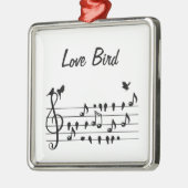 Liefde Bird, zangvogels zitten tussen noten Metalen Ornament (Links)