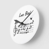 Liefde Bird, zangvogels zitten tussen noten Ronde Klok (Hoek)