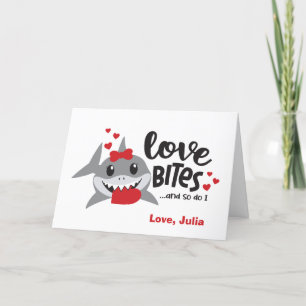 Liefde bites  Dus ik Funny Shark Girl Valentijn Feestdagen Kaart