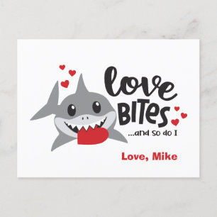 Liefde bites Dus ik schimmel Shark Boy Valentijn Feestdagenkaart