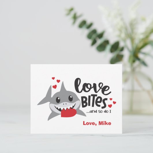 Liefde bites| Dus ik schimmel Shark Boy Valentijn Feestdagenkaart (Staand voorkant)