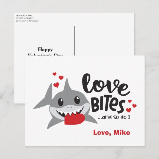 Liefde bites| Dus ik schimmel Shark Boy Valentijn Feestdagenkaart (Voorkant / Achterkant)