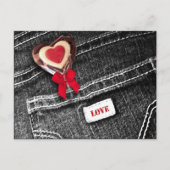 Liefde. Black Denim Pattern Valentijnsdag Feestdagenkaart (Voorkant)
