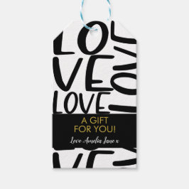 Liefde Black White Minimalist Cadeaulabel