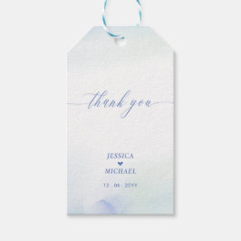 Liefde | Blauw hart en Waterverf weddenschap Cadeaulabel