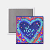 Liefde  Blauw Hart Floral Inspirivity Magneet (Voorkant / Achterkant)