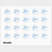 Liefde Blauw Waterverf Bruiloft Sticker (Vel)