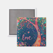 Liefde  Blauwe Boom Bloemen Inspirivity Magneet (Voorkant / Achterkant)