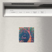 Liefde  Blauwe Boom Bloemen Inspirivity Magneet (Insitu (Vaatwasser))