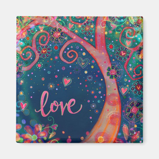 Liefde  Blauwe Boom Bloemen Inspirivity Magneet (Voorkant)