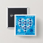Liefde (Blauwe Diamant) Vierkante Button 5,1 Cm (Voorkant /achterkant)