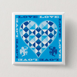 Liefde (Blauwe Diamant) Vierkante Button 5,1 Cm