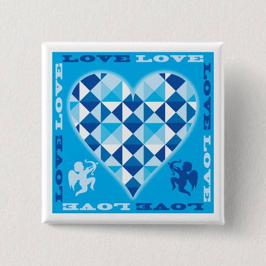 Liefde (Blauwe Diamant) Vierkante Button 5,1 Cm (Voorkant)