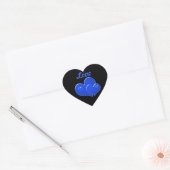 Liefde, Blauwe harten op zwarte achtergrond Hart Sticker (Envelop)