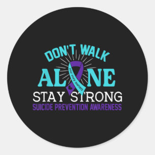 Liefde Blauwgroen Paarse ribbon Suicide Prevention Ronde Sticker