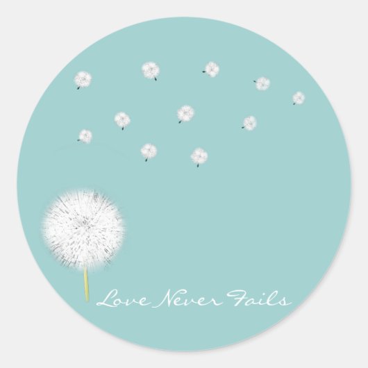 Liefde blijft Dandelion 1 Corinthians nooit overva Ronde Sticker (Voorkant)
