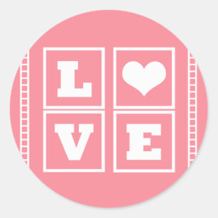 Liefde Block Stickers, Roze Ronde Sticker