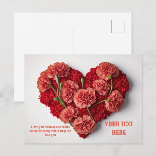 Liefde bloeiende bloem cadeaubon voor haar feestdagenkaart (Voorkant / Achterkant)