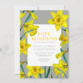Liefde bloeiende gele narcis foto lente bruiloft kaart (Voorkant)