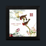 ©Liefde Bloeiende Vogels & Bloemen Chinese bruilof Cadeaudoosje<br><div class="desc">Aziatisch / Chinees Dubbel Geluk Bloemenbruiloft Gepersonaliseerde geschenkdoos.</div>