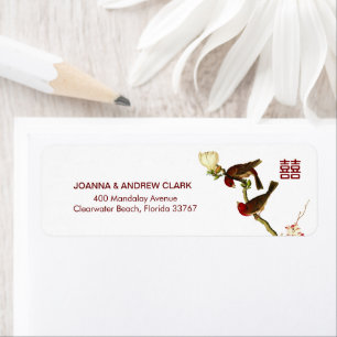 Liefde bloeiende vogels en bloemen Chinese bruilof Etiket