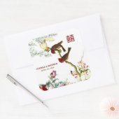 Liefde bloeiende vogels en bloemen Chinese bruilof Vierkante Sticker (Envelop)