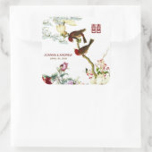Liefde bloeiende vogels en bloemen Chinese bruilof Vierkante Sticker (Tas)