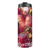 Liefde Bloeit: Bijen, Rozen, Harten Thermosbeker (Voorkant)